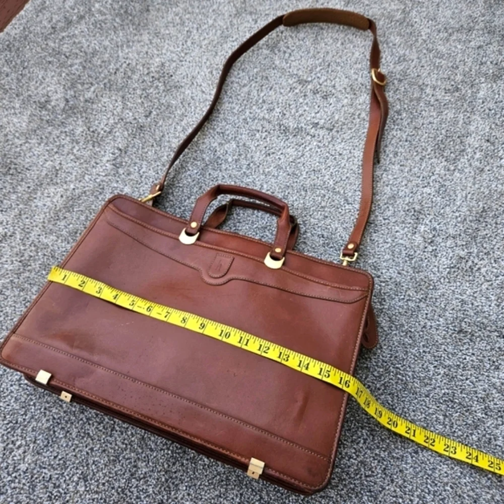 Vintage Hartmann by Lombardo Cognac Brown Leather Briefcase Lawyer Bag Crossbody
